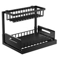 Black two-tier pull-out organizer isolated on white